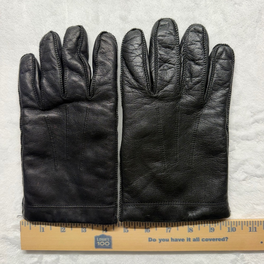 Mens Black Leather Gloves Large Thinsulate Insulated Winter Dress Classic Warm